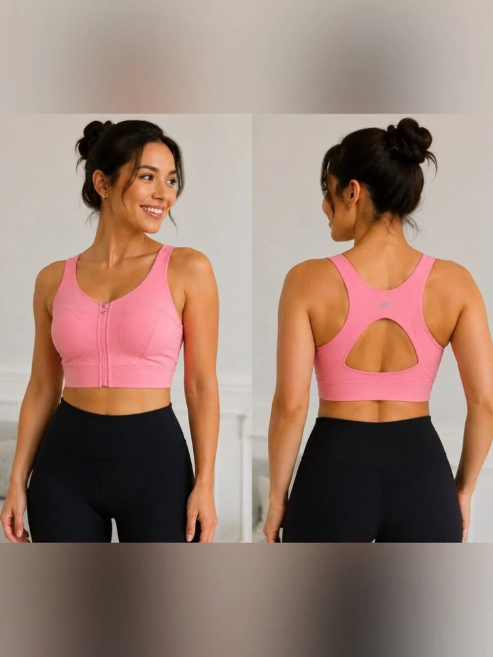 NWT Muses Only Pink Zip Front Sports Bra Size Small